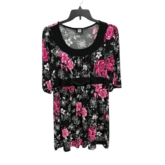 Studio 1940 Black/Pink Floral Empire Waist Dress Women's Size 18/20W Summer - Picture 1 of 4